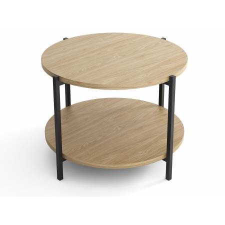 Nowoczesny, okrągły stolik kawowy 65 cm – Styl loft, dwupoziomowy MILANO M14